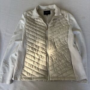 Cortefiel Chevron Quilted Hybrid Zip Jacket Ivory M | Modern